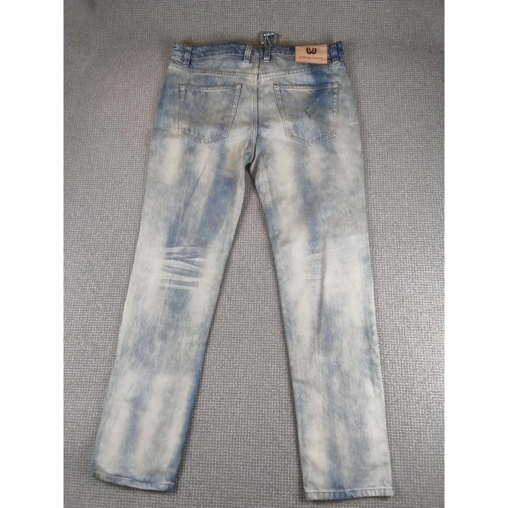 WU WEAR DENIM Mens JEANS NWT Light Wash Distressed 36x32